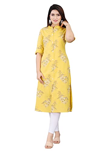 Image of Women Printed Collar Neck Half Sleeve Regular Fit Formal Kurti for Women's