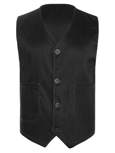 Unisex Kids Boys Girls Sleeveless Button Down Vest Waistcoat Side Pockets Volunteer Activity Uniform