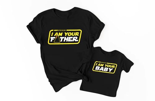 Dad and Son Matching Shirts I Am Your Father Shirt Family Matching Outfits Family Vacation Casual Short Sleeve Top Black
