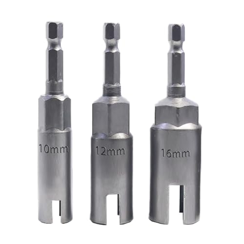 3 Stück 1/4 Zoll Sechskantschaft, Power Flügelmutter Treiber, Sechskant Schaft Nuss Treiber Bit teckschlüssel, Steckschlüssel Werkzeuge for Panel Nuts screws eye C hook bolt (3P(10 12 16))