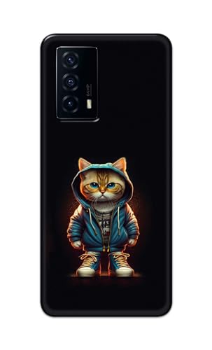 Image of Plastic Printfidaa Printed Hard Back Cover Case For Vivo Iqoo Z5 Back Cover (Hipster Cat) -112, Multicolor