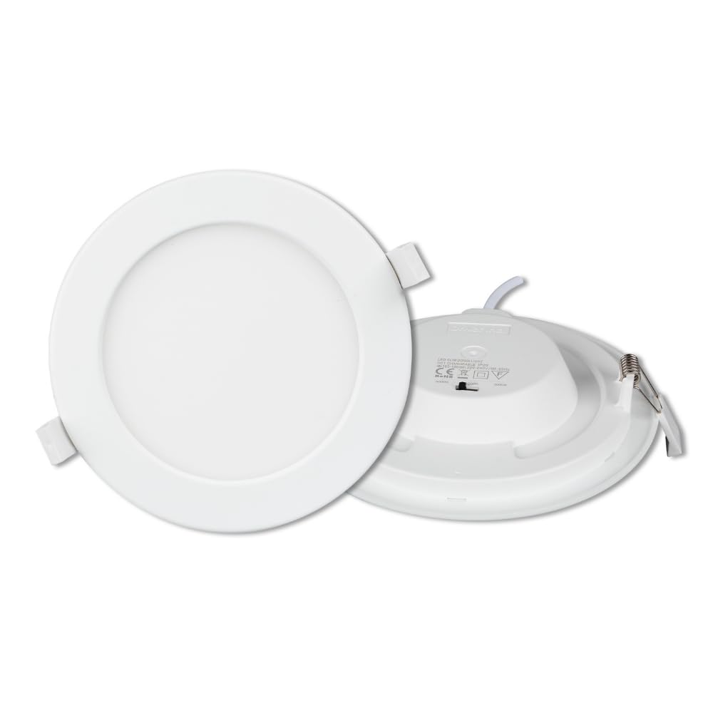 LUXULA 6x Einbaustrahler LED Spots 230V dimmbar - Warmweiß Neutralweiß Kaltweiß einstellbar - 24W 2565lm CCT Deckenspots flach Deckenstrahler IP44 Spotlight - matt weiß rund - 240x32mm