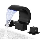 DOLGABA LED Bathroom Faucet 3 Hole Waterfall Bathroom Sink Faucets, 8 Inch Widespread Vanity Fauc...