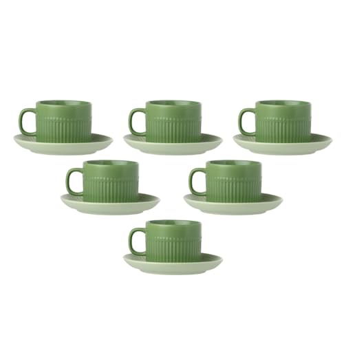 Image of Clay Craft Fine Ceramic Crimson Green Cups & Saucer, Set of 12, Cups for Tea & Coffee, Gift Set, Elegant Design for Home and Kitchen and Can Be Gifted to Your Loved Ones On Any Occassions
