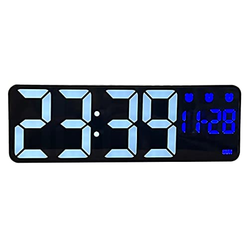 Plsk 11 Inches Large Screen Student Home Led Electronic Clock Living Room Wall Clock Digital Clock Voice-Activated Wall-Mounted Creative Alarm Clock, Usb Plug-In Battery, Large Number (Blue) #TOP4