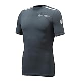 Beretta Flash Seamless Underwear Short Sleeve | High-Stretch Compression Shirt for Men | Breathable Workout Shirt | Ebony and White, Small
