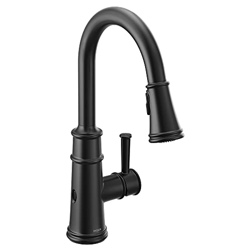 Moen Belfield Matte Black Motionsense Wave Sensor Touchless One Handle Pulldown Kitchen Faucet Featuring Power Clean, 7260EWBL