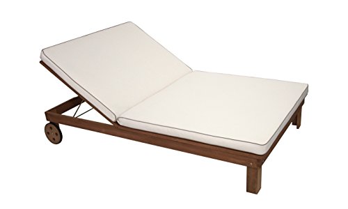 Doppel Rollenliege Gartenliege Rio aus Eukalyptus Holz braun geölt, mit...