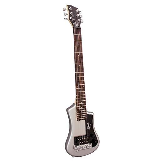 Hofner HCT Shorty - Guitarra eléctrica de viaje (plata)