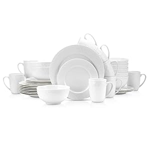 Stone Lain Alexandria 32-Piece Dinnerware Set Bone China, White
