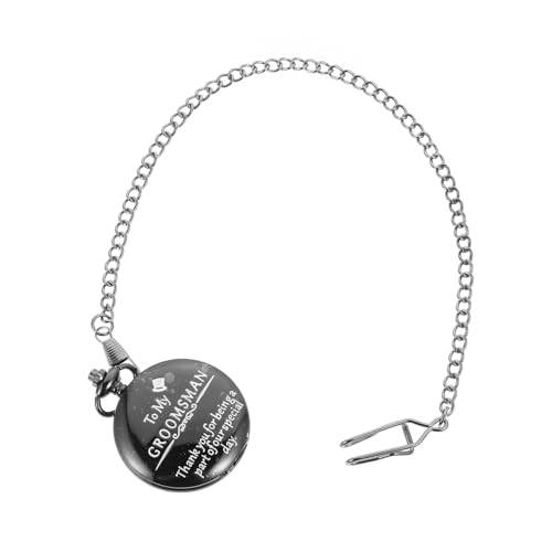 Dulcicasa 懐中時計 ベストチェーン付き ゴールド ? ヴィンテージ風デザイン 精巧な合金製 落下防止 ペンダントウォッチ (ブラック)