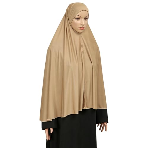 Yeieeo Modest Muslim Islamic Ramadan Hijab Scarf Soft Lightweight Rayon Hijab Long Scarf(Khaki)2