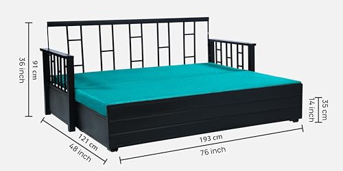 Image of Ubpon 3 Seater Metal Sofa Cum Bed with Hydraulic Storage | Single Size Sofa Cuma Bed | Metal Sofa Set for Living Room, Guest Room D10 SB Single