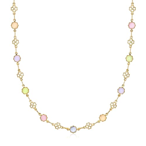 Barzel 18K Gold Plated Multicolor Flower Necklace for Women, 16-24 Inches With 2 Inches Extension - Made In Brazil