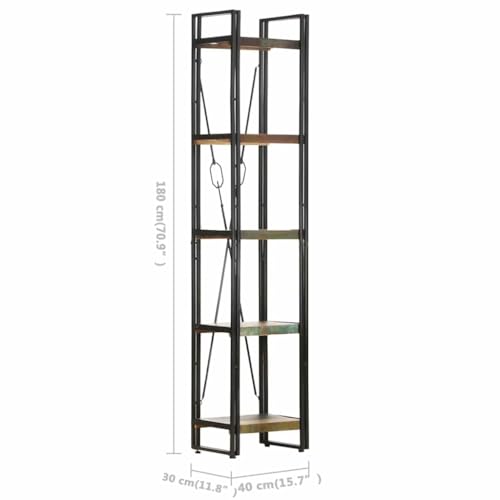 Estantería de 5 compartimentos de madera y metal para libros librería industrial 180 cm 3