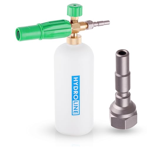 Lancia schiuma HYDROLINE, ugello per cannone schiuma ad alta pressione compatibile con idropulitrice Kranzle 1050 XA 15 XA 1 D10, 1000 ml 60°C, regolazione schiuma e getto, verde