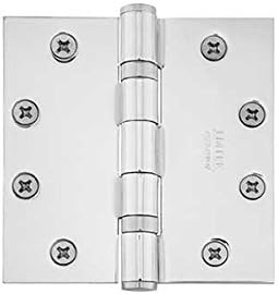 Emtek 94015 4.5" x 4.5" Square Corner Ball Bearing Mortise Hinge - Pair, Polished Chrome