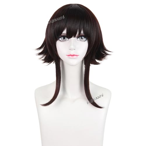 Image of LABEAUTE Brown Cosplay Wig Short Bob Heat Resistant Synthetic Costume Wig Pre-Styled Costume Hair for Halloween Party Convention