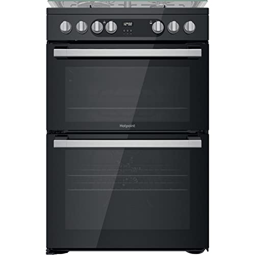 Hotpoint 60cm Double Oven Dual Fuel Cooker - Black