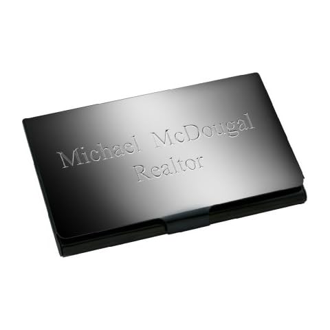 GIFTS INFINITY Personalized Ice Black Gun Metal Stainless Steel Business Card Holder - Free Engraving Cover