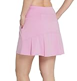 Westkun Damen Kurz Skort Sport Rock Tennisrock mit Innenhose(Licht Rosa,XL)