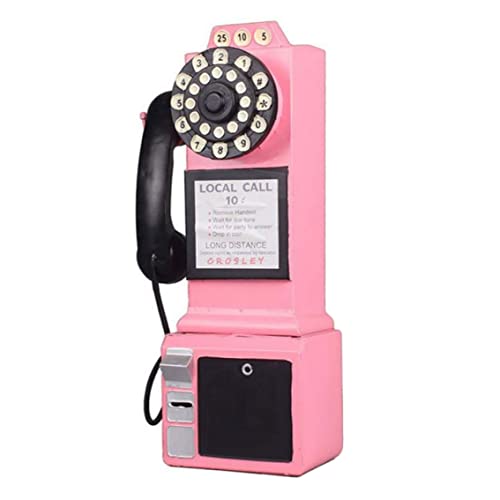 Teléfono vintage pared estilo retro rosa miniatura 1