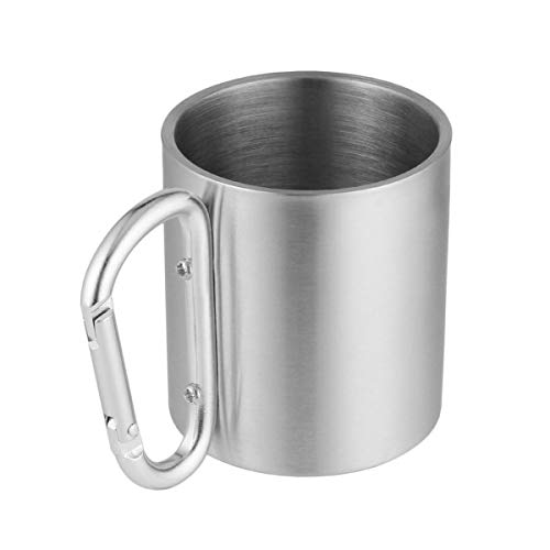 Caneca de acampamento ao ar livre em aço inoxidável água chá caneca de café com travamento automátic