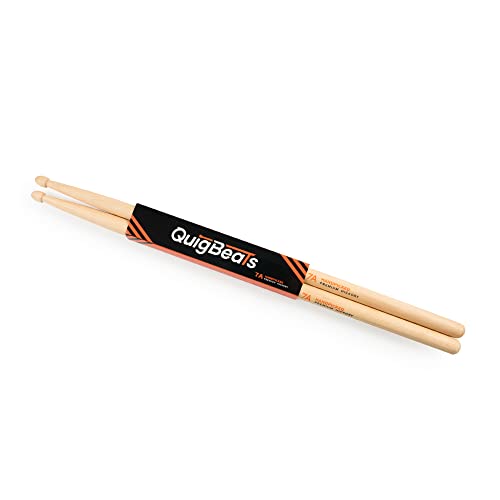 Quigbeats Drum Sticks, Premium Hickory 7A Drumsticks, Pitch Matched Drumsticks For Adults & Kids 1 Pair - A #TOP11