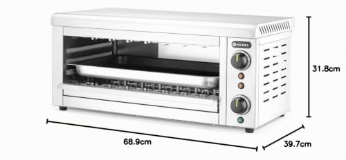 HENDI Salamander mit Quarz-Infrarotheizelement, Elektrogrill, Elektro-lift, Entspricht IPX3 Norm, 3 mögliche Gitterhöhen, 230V, 3645W, 689x397x(H)318mm, Edelstahl