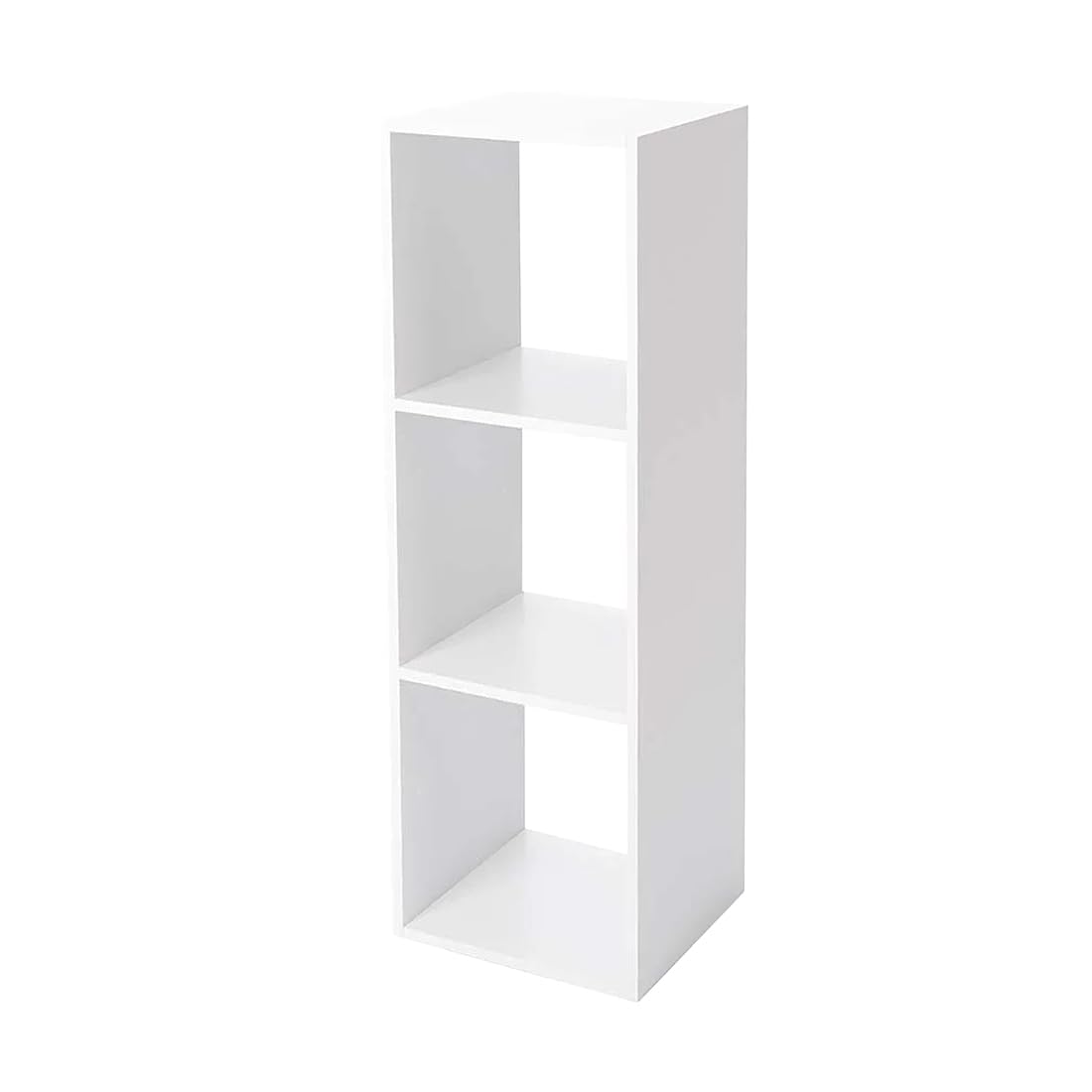 Acomoda Textil – Estantería para Pared y Suelo de Madera Moderna y Resistente para Dormitorio, Cocina, Baño y Oficina. Estante para Organizar de Fácil Instalación. (3 Cubos, Blanco)