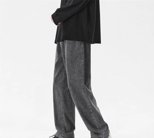 Men's Casual Nine-Point Jeans Classic Solid Color Button Straight Wide-Leg Pants2