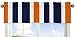 Navy Blue, Orange and White Window Treatment Valance for Stripes Bedding Collection