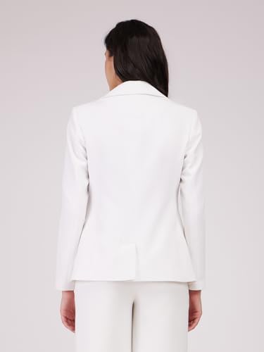 Image of FableStreet Women's Blazer | Tailored Fit Single-Breasted Design with Notch Lapel & Welt Pockets | Smooth Woven Texture for Work & Business Casual Wear