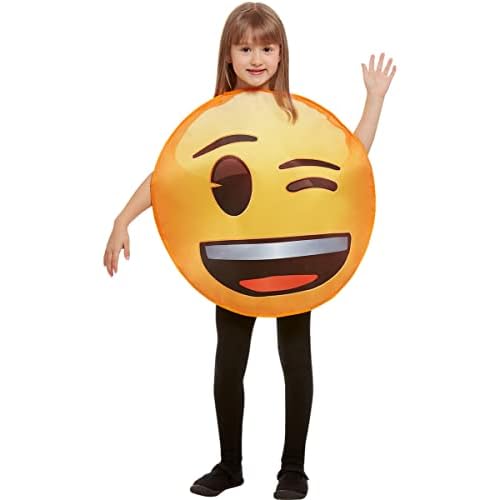 Funidelia | Disfraz de Emoji guiñando un Ojo Oficial para niño y niña Talla 6-12 años Emoticono, Whatsapp, Original y Divertido - Color: Amarillo - Licencia: 100% Oficial