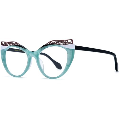 Image of HEPIDEM Multicolor Acetate Glasses Frame Women Cat Eye Eyeglasses Men Optical Spectacles 9291
