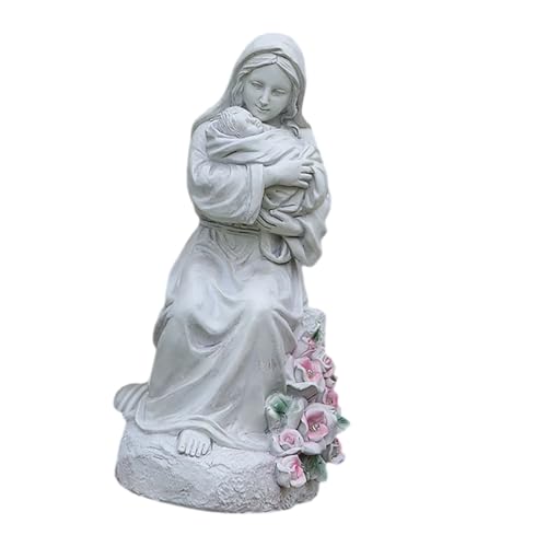 LED照明付き聖母と赤ちゃんの樹脂彫刻エレガントな家の装飾センチメンタルママ家族の愛の装飾宗教的な母と赤ちゃんの置物LEDライト付き