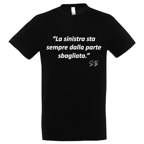 T-shirt in cotone con frase " La sinistra sta sempre