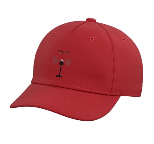 Politics in Progress: Funny Podcast Microphone Adjustable Printed Baseball Hat, Red