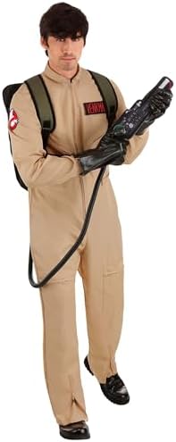 Adult Ghostbusters Halloween Fancy Dress Costume, Deluxe Ghostbusters Jumpsuit for Men, Ghostbusters Proton Pack