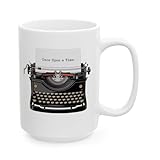 Lair Gadgets Writer Coffee Mug – “Once Upon a Time” Typewriter Design – Literary Gift for Authors and Storytellers- 15oz Ceramic Mug