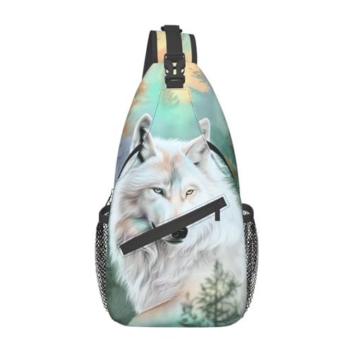 Navajo Teal Wolves Crossbody Bag for Women Men- Vintage Elegant Chest Bag Sling Bag Fashion Backpack Daypack