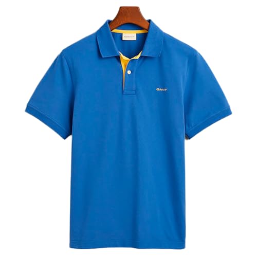 Gant Herren REG Contrast Pique SS Rugger, Rich Blue, M – Ansicht 4