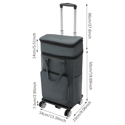 Carrito de compras 2 en 1 con ruedas y bolsa impermeable miniatura 2