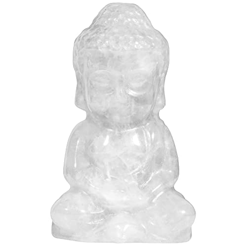 Nupuyai Rock Crystal Stone Lucky Baby Buddha Statue Ornament, Spiritual Healing Carved Stone Figurine Good Luck Home Office Decor