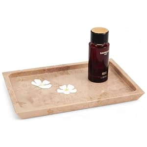 Radicaln Vassoio rettangolare in marmo da 30,5 cm, realizzato a mano, vassoio rettangolare per gioielli, profumi e accessori da bancone