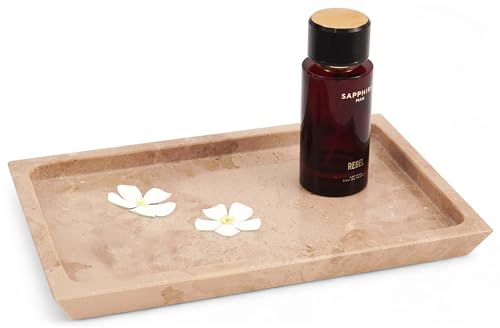 Radicaln Vassoio rettangolare in marmo da 30,5 cm, realizzato a mano, vassoio rettangolare per gioielli, profumi e accessori da bancone