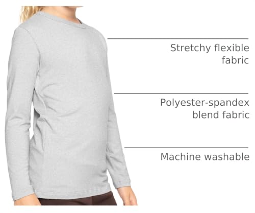 Image of Shirts for Girls Long Sleeve Crew Neck Top, Hoodie or 3 /4 Sleeve Soft Stretch Kids Lightweight Size 2-16