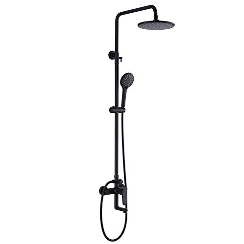 Système de douche noir avec mitigeur de baignoire encastrable et pommeau de douche 8-10 pouces