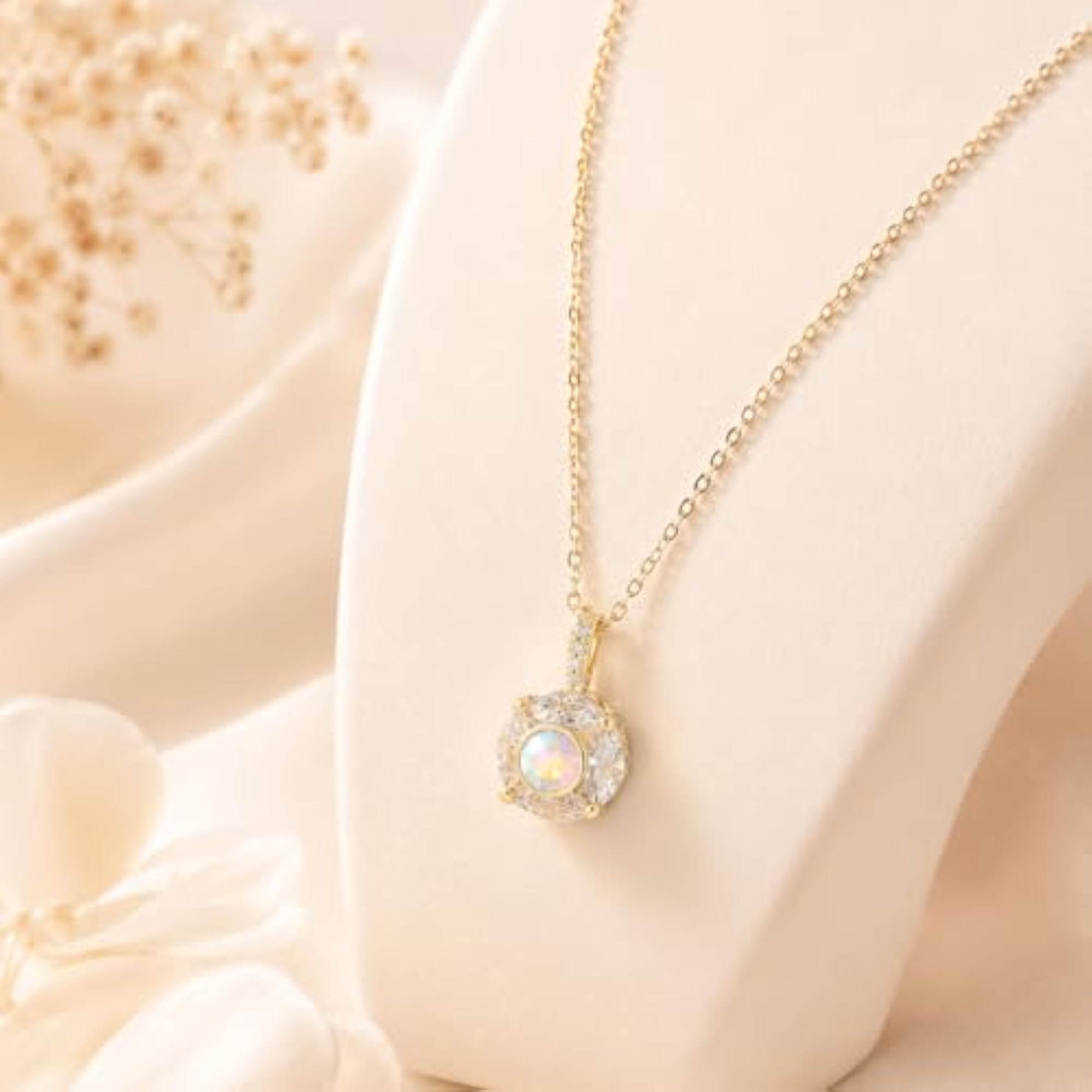 Women's 18K Gold Plated Solitaire Crystal Necklace