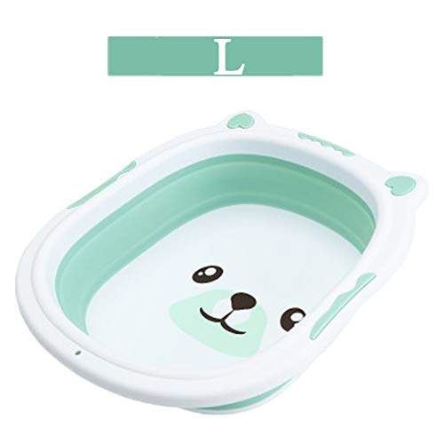 GRASSAIR Portable Bébé Pliant Bassin en Silicone Lavabo Baignoire-Pliable Épaissir Tourisme Enfants Lavage Porte-Eau Pliable Baignoire (Enfant Nouveau-Né),Green,L Cover